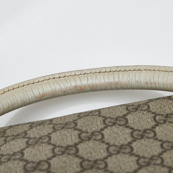 グッチ GGスプリーム ハンドバッグ トートバッグ 114595 ブラウン ホワイト PVC レザー レディース GUCCI 【中古】