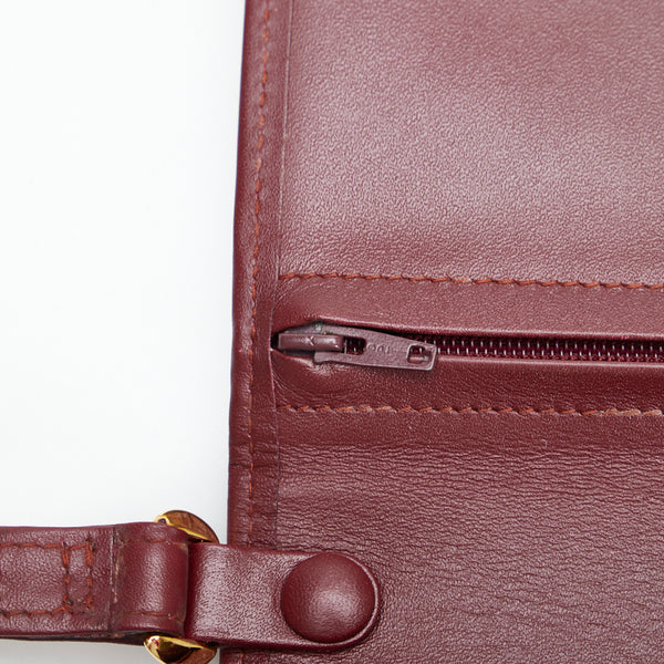 カルティエ マストライン クラッチバッグ セカンドバッグ ボルドー レッド レザー レディース CARTIER 【中古】