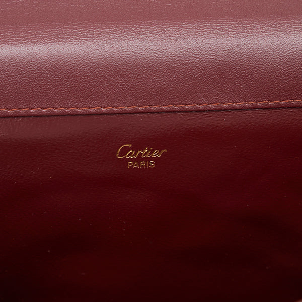 カルティエ マストライン クラッチバッグ セカンドバッグ ボルドー レッド レザー レディース CARTIER 【中古】