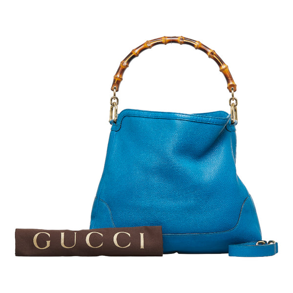 グッチ バンブー ダイアナ ハンドバッグ ショルダーバッグ 2WAY 282315 ブルー レザー レディース GUCCI 【中古】