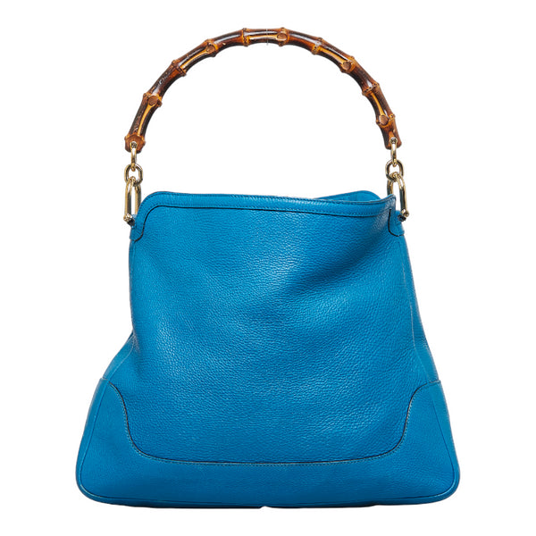 グッチ バンブー ダイアナ ハンドバッグ ショルダーバッグ 2WAY 282315 ブルー レザー レディース GUCCI 【中古】