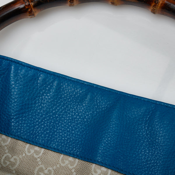 グッチ バンブー ダイアナ ハンドバッグ ショルダーバッグ 2WAY 282315 ブルー レザー レディース GUCCI 【中古】