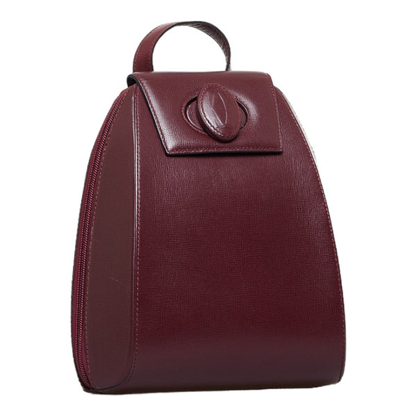 カルティエ マストライン リュックサック バックパック ボルドー レッド レザー レディース CARTIER 【中古】