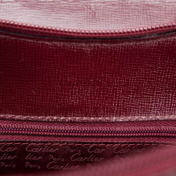 カルティエ マストライン リュックサック バックパック ボルドー レッド レザー レディース CARTIER 【中古】