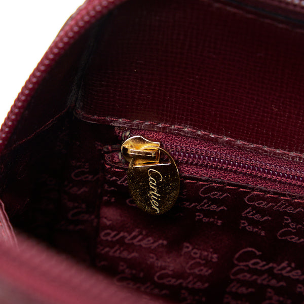 カルティエ マストライン リュックサック バックパック ボルドー レッド レザー レディース CARTIER 【中古】