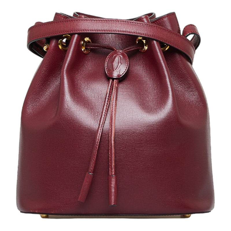 カルティエ マストライン 斜め掛け ショルダーバッグ ボルドー レッド レザー レディース CARTIER 【中古】