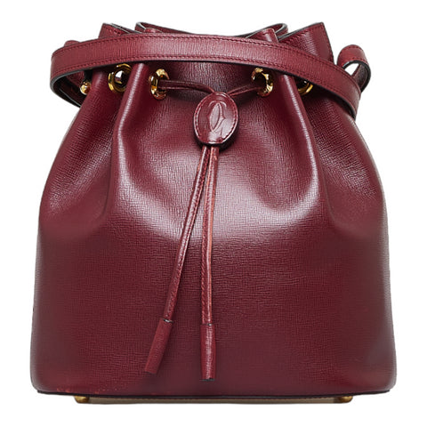 カルティエ マストライン 斜め掛け ショルダーバッグ ボルドー レッド レザー レディース CARTIER 【中古】