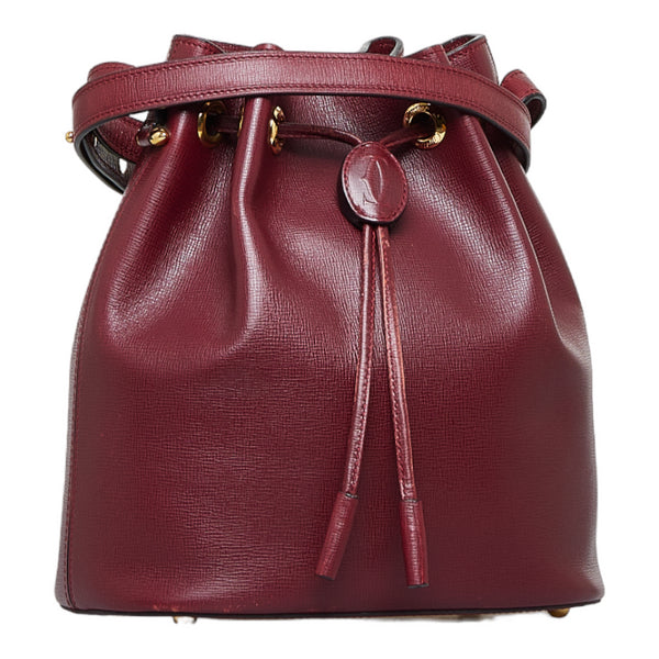 カルティエ マストライン 斜め掛け ショルダーバッグ ボルドー レッド レザー レディース CARTIER 【中古】