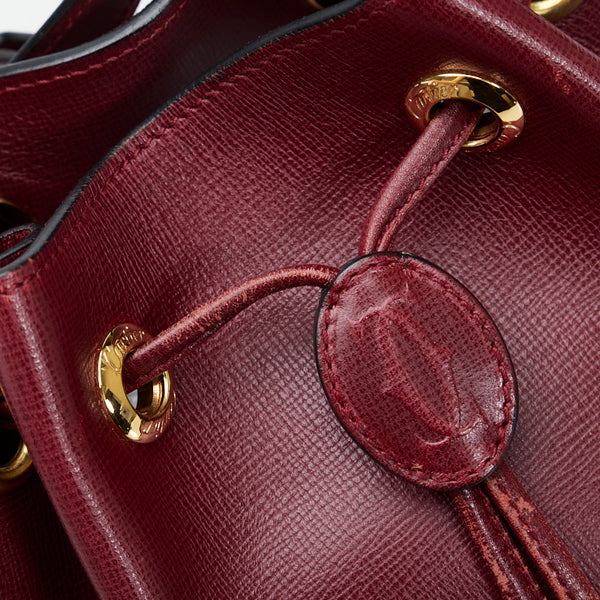 カルティエ マストライン 斜め掛け ショルダーバッグ ボルドー レッド レザー レディース CARTIER 【中古】