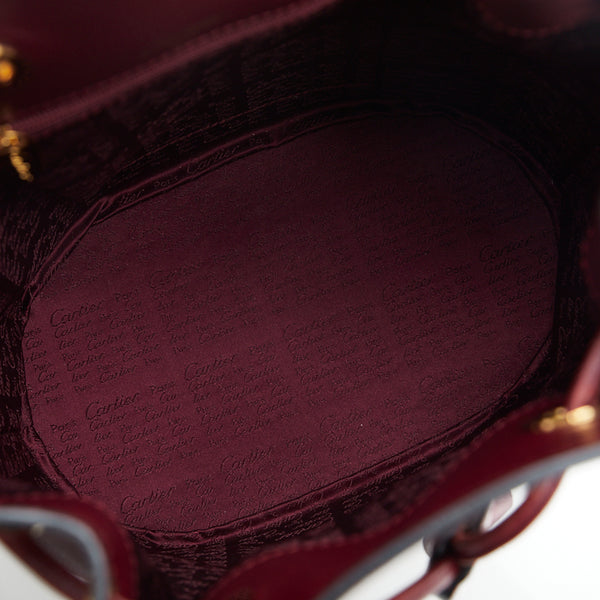 カルティエ マストライン 斜め掛け ショルダーバッグ ボルドー レッド レザー レディース CARTIER 【中古】