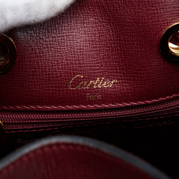 カルティエ マストライン 斜め掛け ショルダーバッグ ボルドー レッド レザー レディース CARTIER 【中古】
