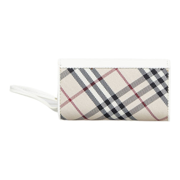 バーバリー ノバチェック キーケース 4連キーケース ホワイト ベージュ キャンバス レザー レディース BURBERRY 【中古】