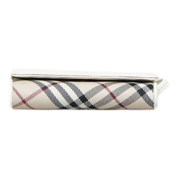 バーバリー ノバチェック キーケース 4連キーケース ホワイト ベージュ キャンバス レザー レディース BURBERRY 【中古】