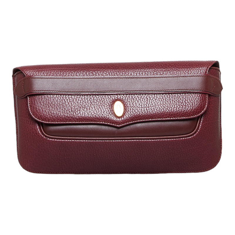 カルティエ マストライン クラッチバッグ セカンドバッグ ボルドー レッド レザー レディース CARTIER 【中古】