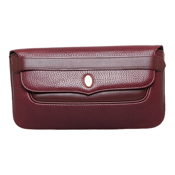 カルティエ マストライン クラッチバッグ セカンドバッグ ボルドー レッド レザー レディース CARTIER 【中古】