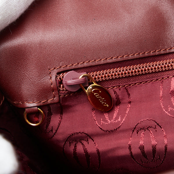 カルティエ マストライン クラッチバッグ セカンドバッグ ボルドー レッド レザー レディース CARTIER 【中古】