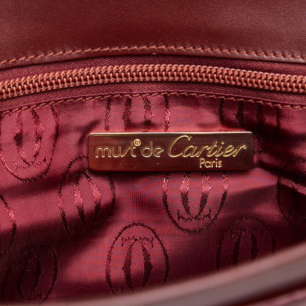 カルティエ マストライン クラッチバッグ セカンドバッグ ボルドー レッド レザー レディース CARTIER 【中古】