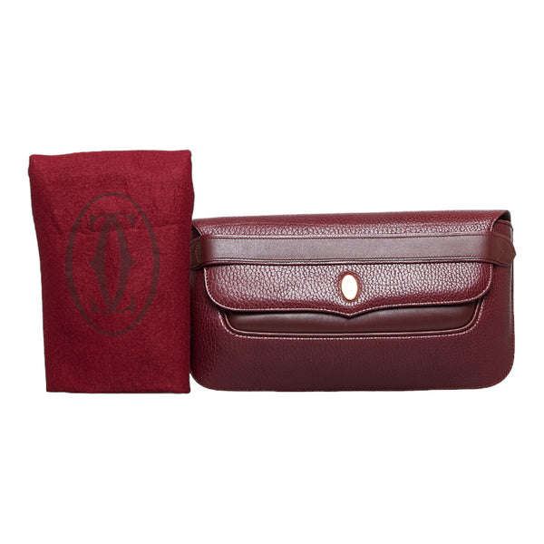 カルティエ マストライン クラッチバッグ セカンドバッグ ボルドー レッド レザー レディース CARTIER 【中古】