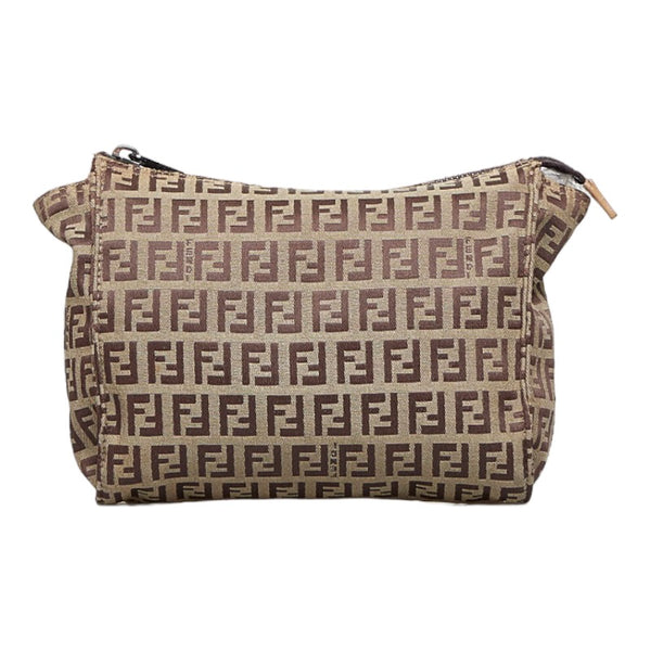 フェンディ ズッキーノ ポーチ 7N0007 ブラウン キャンバス レディース FENDI 【中古】