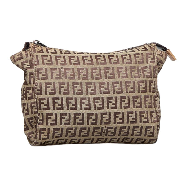 フェンディ ズッキーノ ポーチ 7N0007 ブラウン キャンバス レディース FENDI 【中古】