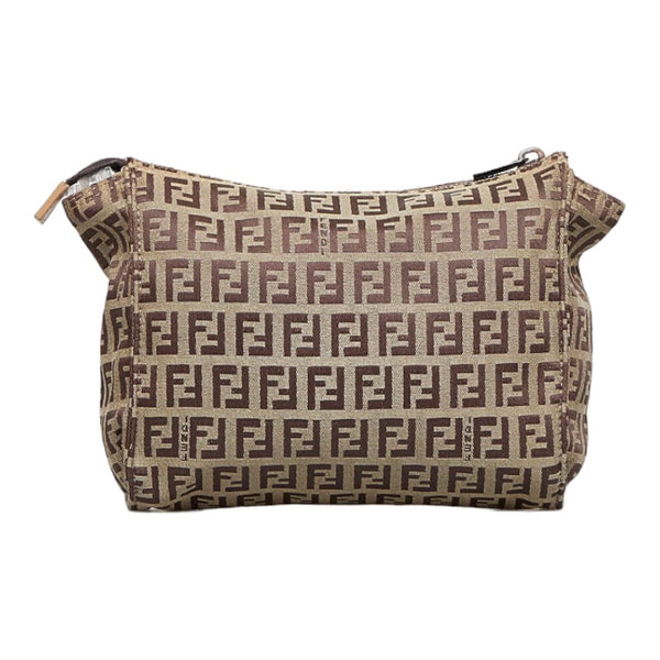 フェンディ ズッキーノ ポーチ 7N0007 ブラウン キャンバス レディース FENDI 【中古】