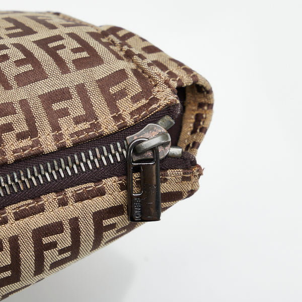 フェンディ ズッキーノ ポーチ 7N0007 ブラウン キャンバス レディース FENDI 【中古】