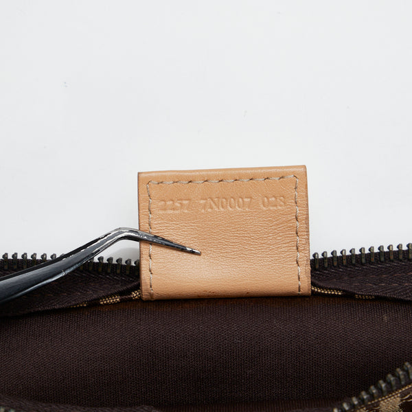 フェンディ ズッキーノ ポーチ 7N0007 ブラウン キャンバス レディース FENDI 【中古】