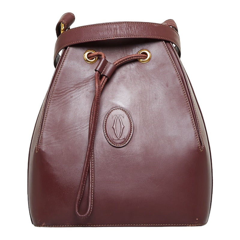 カルティエ マストライン ワンショルダーバッグ ボルドー レッド レザー レディース CARTIER 【中古】