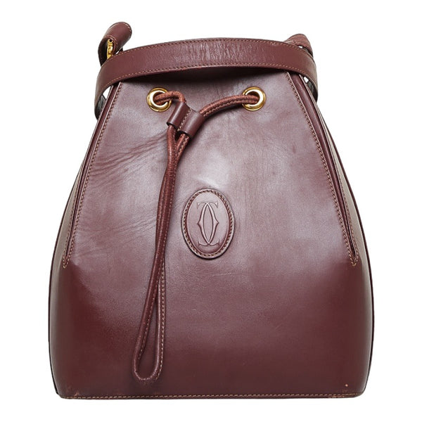 カルティエ マストライン ワンショルダーバッグ ボルドー レッド レザー レディース CARTIER 【中古】