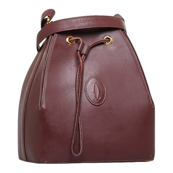 カルティエ マストライン ワンショルダーバッグ ボルドー レッド レザー レディース CARTIER 【中古】