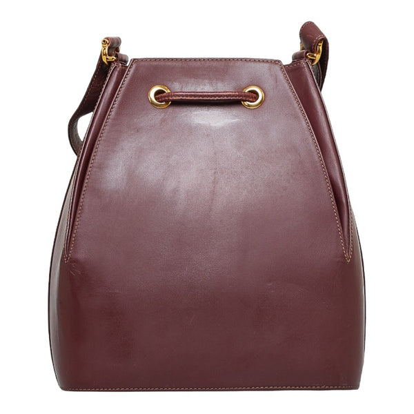 カルティエ マストライン ワンショルダーバッグ ボルドー レッド レザー レディース CARTIER 【中古】