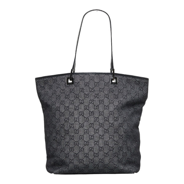 グッチ GGキャンバス トートバッグ ショルダーバッグ 31243 ブラック キャンバス レザー レディース GUCCI 【中古】