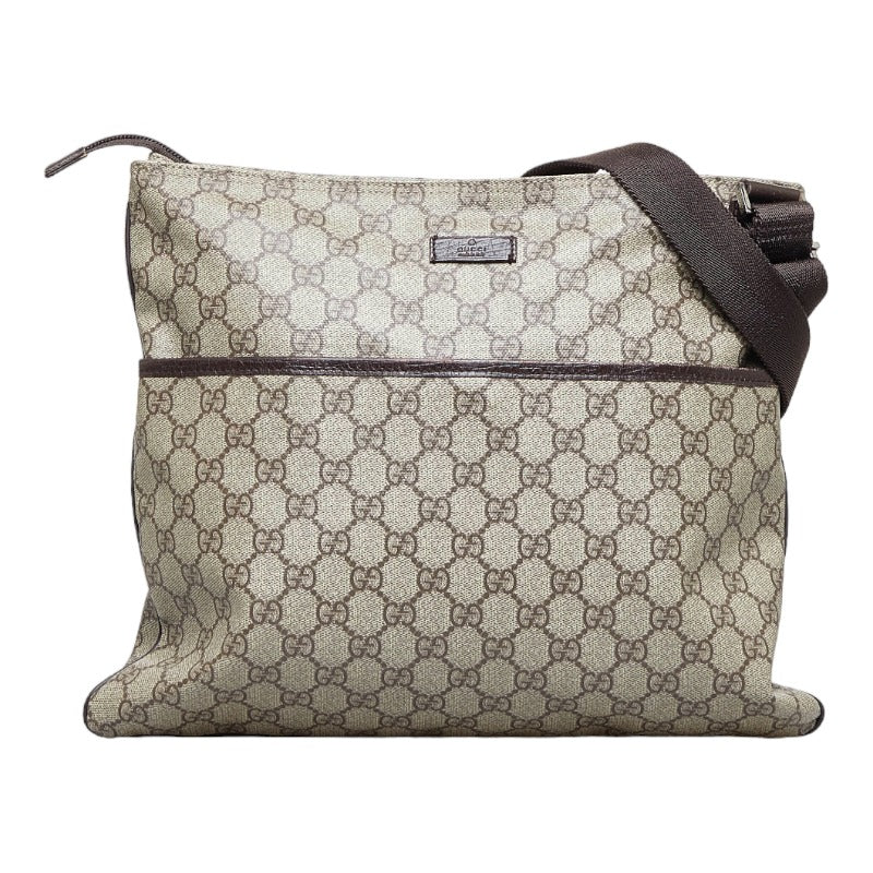 グッチ GGスプリーム 斜め掛け ショルダーバッグ 141198 ブラウン ベージュ PVC レザー レディース GUCCI 【中古】