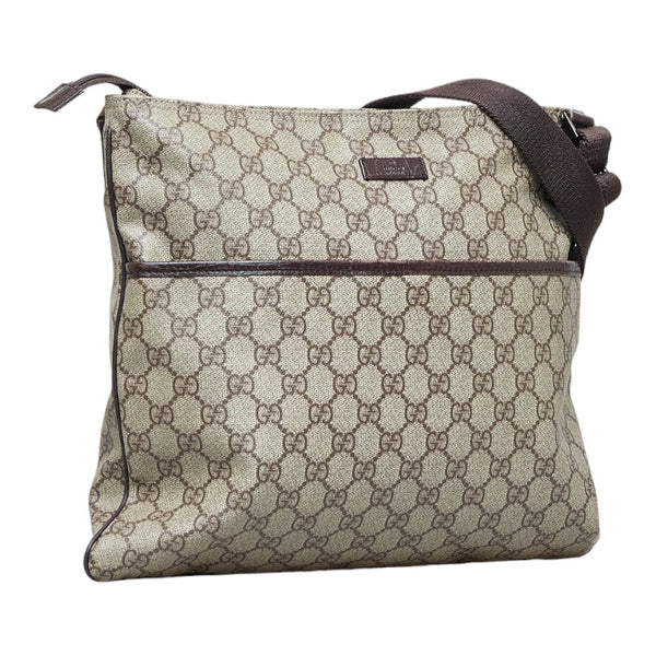 グッチ GGスプリーム 斜め掛け ショルダーバッグ 141198 ブラウン ベージュ PVC レザー レディース GUCCI 【中古】