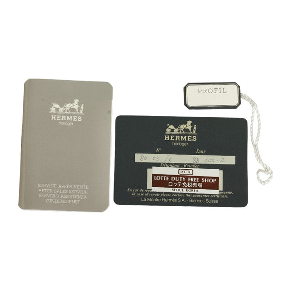 エルメス プロフィール 腕時計 クオーツ ホワイト文字盤 ステンレススチール メッキ レディース HERMES 【中古】