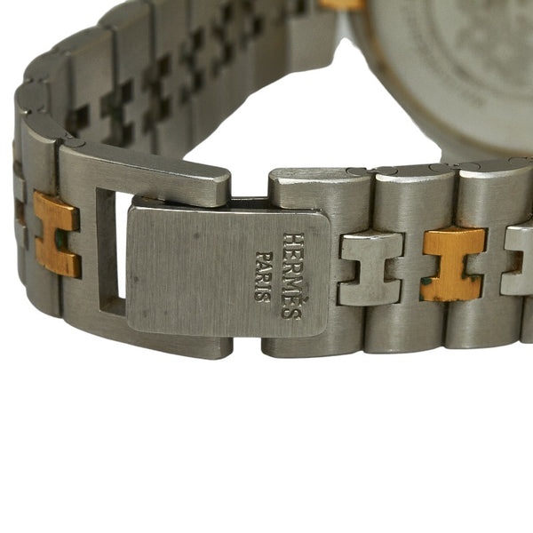 エルメス プロフィール 腕時計 クオーツ ホワイト文字盤 ステンレススチール メッキ レディース HERMES 【中古】