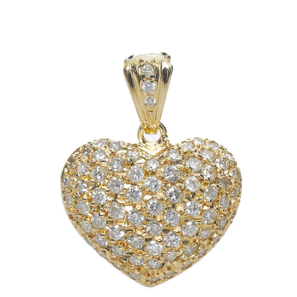 K18YG イエローゴールド ダイヤ1.00ct ハート ペンダントトップ レディース 【中古】