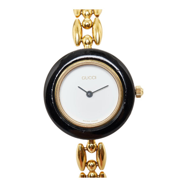 グッチ チェンジベゼル 腕時計 11/12.2 クオーツ ホワイト文字盤 メッキ レディース GUCCI 【中古】