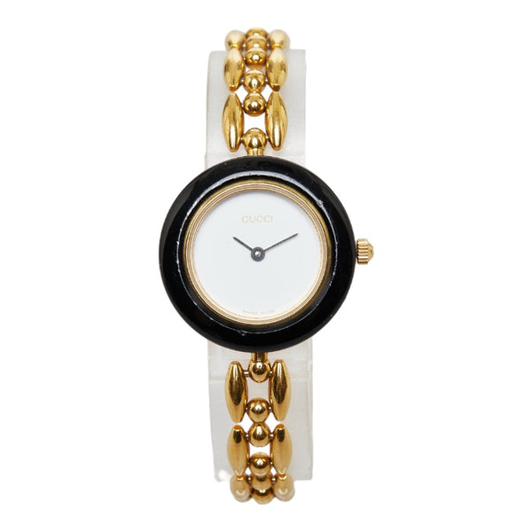 グッチ チェンジベゼル 腕時計 11/12.2 クオーツ ホワイト文字盤 メッキ レディース GUCCI 【中古】