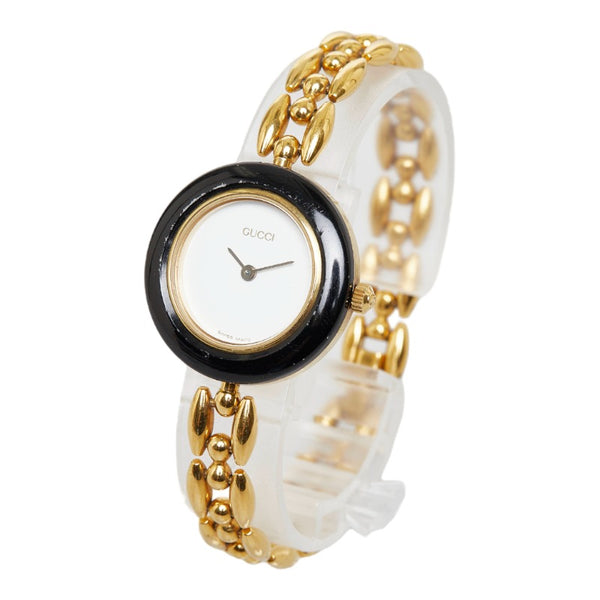 グッチ チェンジベゼル 腕時計 11/12.2 クオーツ ホワイト文字盤 メッキ レディース GUCCI 【中古】