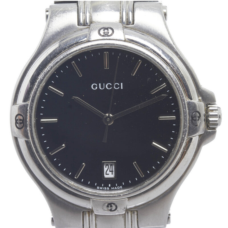 グッチ 腕時計 9040M クオーツ ブラック文字盤 ステンレス メンズ GUCCI 【中古】