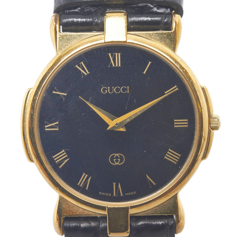 グッチ ベルト（社外品） 腕時計 3400F クオーツ ブラック文字盤 ステンレススチール レディース GUCCI 【中古】