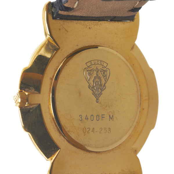 グッチ ベルト（社外品） 腕時計 3400F クオーツ ブラック文字盤 ステンレススチール レディース GUCCI 【中古】