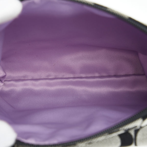 コーチ シグネチャー 斜め掛け ショルダーバッグ ブラック ホワイト キャンバス レザー レディース COACH 【中古】