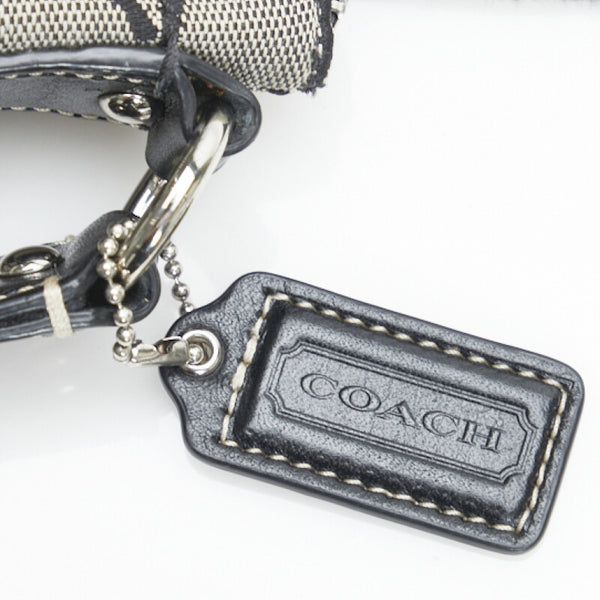 コーチ シグネチャー 斜め掛け ショルダーバッグ ブラック ホワイト キャンバス レザー レディース COACH 【中古】