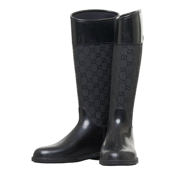 グッチ グッチシマ レインブーツ ブラック ラバー レディース GUCCI 【中古】