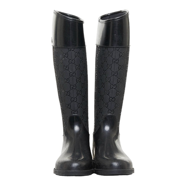 グッチ グッチシマ レインブーツ ブラック ラバー レディース GUCCI 【中古】