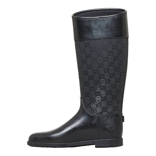グッチ グッチシマ レインブーツ ブラック ラバー レディース GUCCI 【中古】
