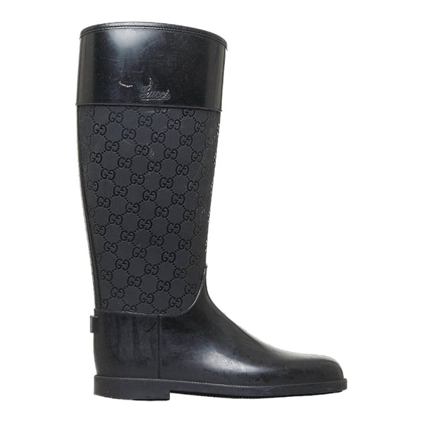 グッチ グッチシマ レインブーツ ブラック ラバー レディース GUCCI 【中古】