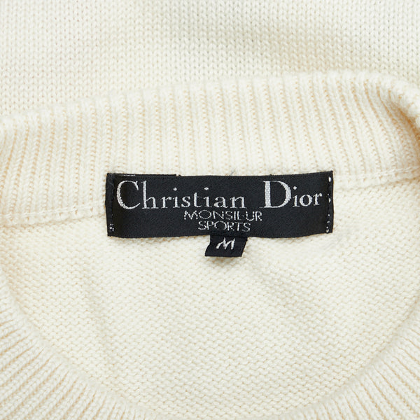 ディオール スポーツ ヴィンテージ ニットカーディガン ベスト サイズ:M ホワイト コットン レディース Dior 【中古】